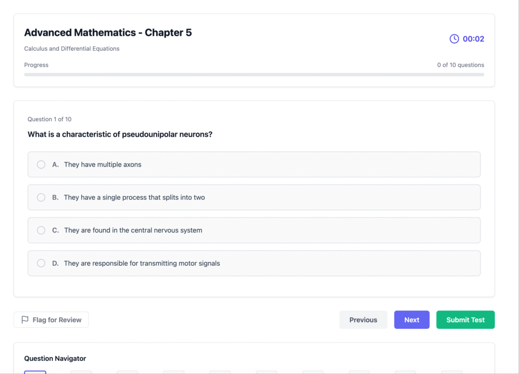 微积分课程自适应在线测试系统界面